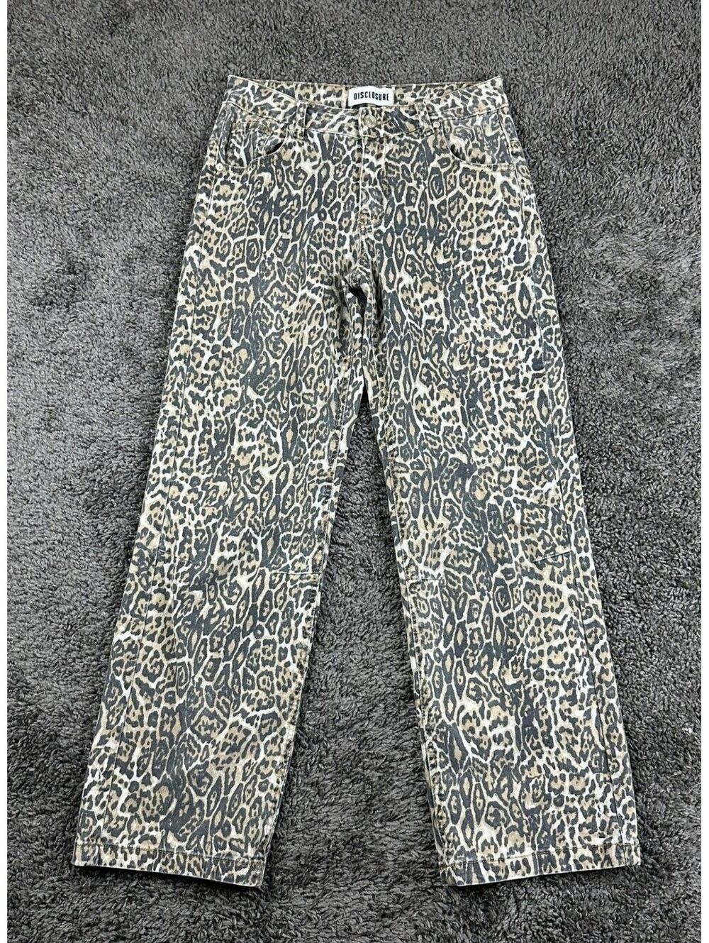 Disclosure Womens Jeans 5/27 Leopard Print Straight Leg Cotton Denim Pants